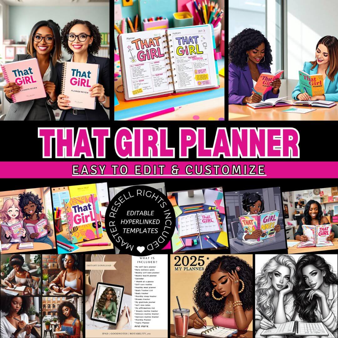 That Girl Planner: Digital & Printable Planner | Variety Of Planners & Trackers (With Resell Rights)