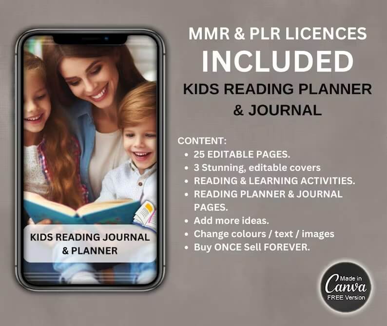 Kids Reading Planner, Journal & eBook | With Resell License  | Complete Reading Trackers for Kids